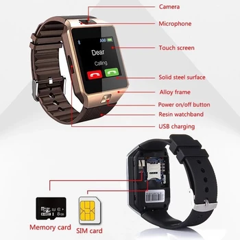 2021 Nou Bluetooth Ceas Inteligent DZ09 Smartwatch TF SIM Camera Bărbați Femei Sport Ceas Pentru Android Huawei, Xiaomi Telefon Ceasuri