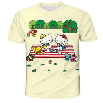2021 Animale Amuzant Mici Fata Kawaii Haine de Vară Pisica Kitty pentru Copii T-shirt Băiat Topuri de Desene animate pentru Copii Mâneci Scurte Copil iubește