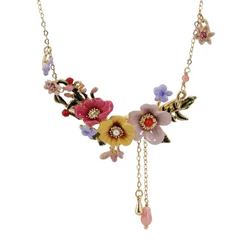 Grădină de iarnă serie de personalitate de moda email glazura multicolor bujor floare tassel pandantiv colier feminin