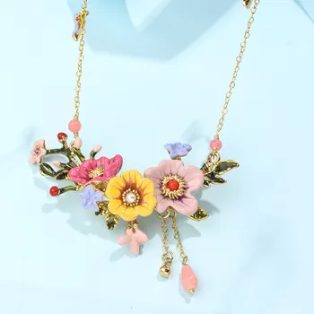 Grădină de iarnă serie de personalitate de moda email glazura multicolor bujor floare tassel pandantiv colier feminin