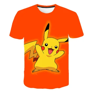 2021 Moda de Vara Unisex Pokemon T-shirt pentru Copii Baieti Mâneci Scurte CartoonTees Copii Desene animate pentru Copii Bluze Pentru Fete Haine 4-14Y
