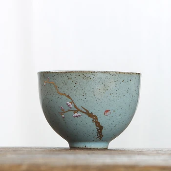 1BUC Ge Kiln Cani cadou ceașcă de ceai de mână-pictat de aur cana ceramica, acasă agrement set de ceai