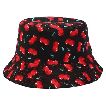 Vara față-verso Bucket Hat pentru Femei Barbati Cherry Imprimare de protecție Solară de Călătorie Pliabil de Plaja Bazinului Pescar Boonie Hat Pălării L*