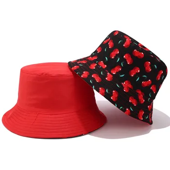 Vara față-verso Bucket Hat pentru Femei Barbati Cherry Imprimare de protecție Solară de Călătorie Pliabil de Plaja Bazinului Pescar Boonie Hat Pălării L*