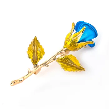 Moda De Metal Spray Vopsea Blue Rose Floare Broșă Fata Drăguț Pin Pop Corsaj Campus Accesorii De Petrecere