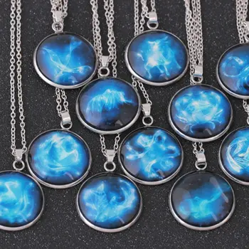 12 Constelații Pietre Timp de Noapte-lumina Lanț Colier Pandantiv Zodiac Bijuterii Pentru Prieteni cele mai Bune Cadouri Magic Dropshiping