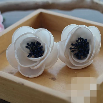 4buc Alb de Flori lucrate Manual Decal Cu Pin DIY Accesorii de Îmbrăcăminte Pulover Decor 3D Flower Patch
