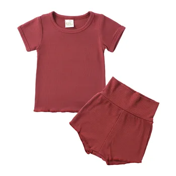 Vara Copilul Nou-născut Seturi de Îmbrăcăminte Copil Fată Băiat Haine de Bumbac tricou + pantaloni Scurți de Înaltă Talie Copilul Trening Copii Salopete