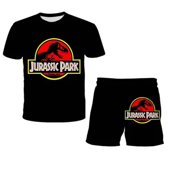 Vara noi de Imprimare 3D Jurassic Park Gât Rotund Dinozaur Copii Costum Anime Film de Imprimare de Tineret T-shirt Pantaloni Casual Uzura 4-1