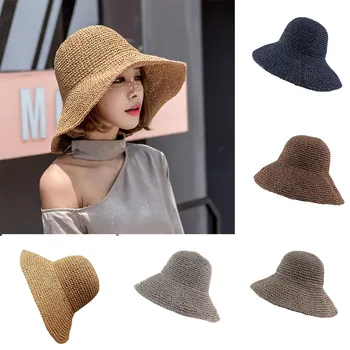 2021 Mai Nou Arc Pălării De Paie Doamnelor Pliabil Moda Pălărie De Soare Pe Plajă Pălărie Cu Boruri Capac În Aer Liber, Vacanta, Accesorii De Par