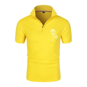 2021 Noua Moda de Vara Subțire cu mânecă Scurtă T-shirt Casual Rever Mens Bumbac T-shirt de Flori Casual Rever cu mânecă Scurtă T-shirt