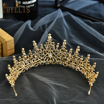 PHYLLIS A158 de Aur de Cristal Mireasa Crown Princess Frizură Ziua Bentita de Par de Nunta Bijuterii de Mireasa Tiara Vintage articole pentru acoperirea capului