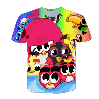 Noi 3D 100-160 Băieți Copii Haine Tricou Păsări de Vară 2 imprimare New Sosire Film copii Angry fata top casual t-shirt copil tee
