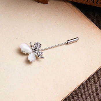 Rinhoo Argint Culoare Cristal Fluture Guler Broșe Pentru Femei Ac Lung Perla Brosa Ac De Insecte Bijuterii Accesorii De Îmbrăcăminte