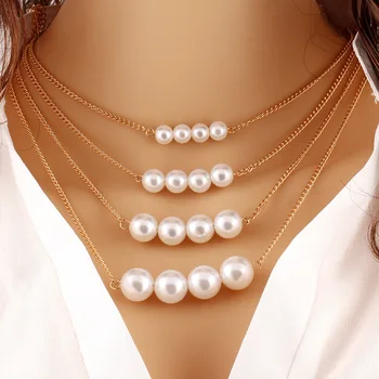 Noi Dulce Minunat Multistrat Artificiale Colier De Perle Temperament Creativ Clavicula Lanț De Bijuterii Gât Accesorii Pentru Femei