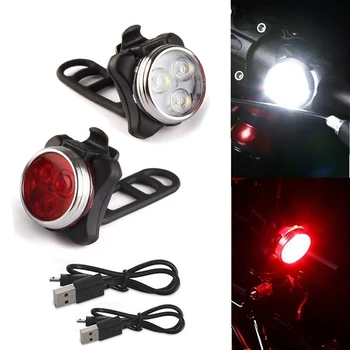 Luminoase Ciclism biciclete Biciclete Lumina 3 LED-uri Cap Fata 4 Moduri USB Reîncărcabilă Clip Coada de Lumină Lampă rezistent la apa