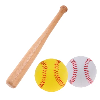 Lemn 54cm Bâtă de Baseball Stick 9cm 2 buc Spuma PU Mingea Instruire Practica Dota