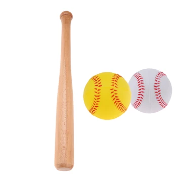 Lemn 54cm Bâtă de Baseball Stick 9cm 2 buc Spuma PU Mingea Instruire Practica Dota