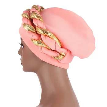 Stralucind Africane Paiete Turban Pălărie De Femei Musulmane Pac Auto Coordonatele Aso Oke Headtie Petrecere De Moda Pălării