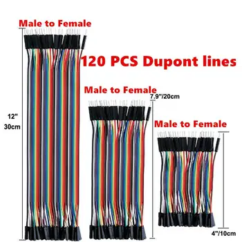 120pcs Dupont Fir Fuzibil 40pin de sex Masculin la Feminin 10 cm/20cm/30cm pentru Arduino Breadboard/Bazat/DIY/ Raspberry Pi 2 3 Cabluri Panglică