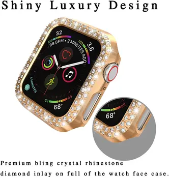 Rând dublu Bling Diamante de Cristal Bara de protecție Caz de Protecție pentru Apple Watch SE 6 5 4 3 2 1 38mm 42mm 40mm 44mm iwatch Accesorii