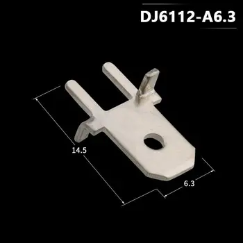 100buc DJ6112-A6.3 Insertii Plug Primăvară Terminale PCB de Lipire de tip lug grosime de 0,8 mm, două picioare, de sex masculin Terminale PCB foaie de sudare
