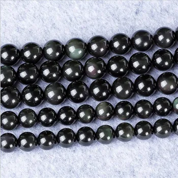 Fctory Prețul Natural Autentic Flash Curcubeu Obsidian Rotunde de Piatra Margele Vrac 4 6 8 10 12 14mm Alege Dimensiunea Pentru a Face Bijuterii diy