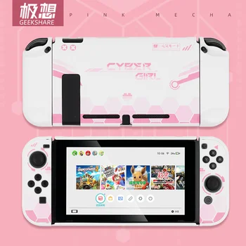 Geekshare Nintendo Comutator Caz Kawaii Roz Războinic Fata Mecha De Greu Deplină Acoperire Coajă De Bucurie-Con Cutie Pentru Nintendo Accesorii Întrerupător De