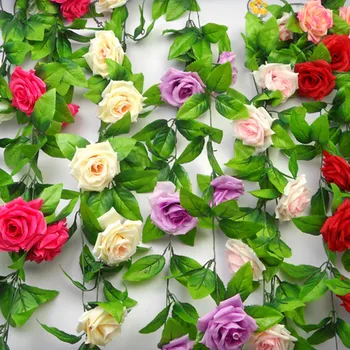 9 Artificiale Capete De Flori De Trandafir Fals Agățat Fals A Crescut De Viță De Vie De Plante Frunze Artificiale Ghirlanda De Flori De Nunta De Decorare #Z