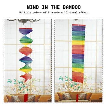 Curcubeu 3D Wind Spinner Colorate Manual de Bambus Atârnă Clopoței de Grădină în aer liber, Decor Interior