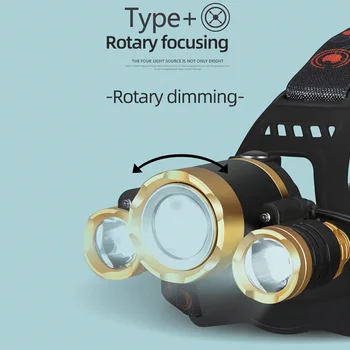 Faruri LED 30W 3 Capete Aliaj de Aluminiu rezistent la apa 4 Moduri de Zoom Senzor de Mișcare Cap Lumina Flashlamp pentru Pescuit, Drumetii