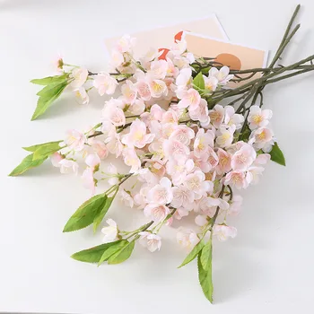 NOI de Piersic ramură frumoase flori de matase alb si roz flores artificiales petrecere de nunta decoratiuni