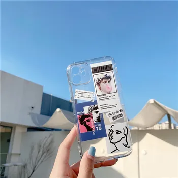 Moda de Epocă Amuzante Eticheta David Transparent Cazul în care Telefonul Pentru iPhone 12 11 Pro X XS MAX XR SE20 7 8Plus Silicon Moale Capacul Coque