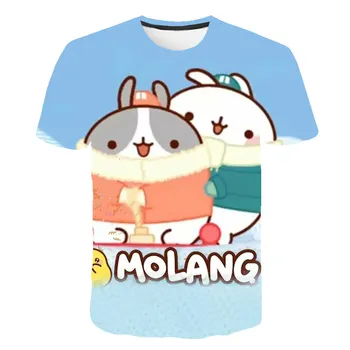 Kawaii pentru Copii Îmbrăcăminte de Imprimare 3D Molang Iepure Drăguț Print T Shirt Băiat Copil de Vara tricou Copii Haine de Moda de la 4 La 14 Ani
