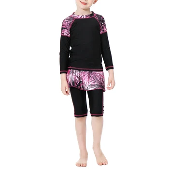 2021 Musulman Fete de costume de Baie Tradiționale Modest, Costume de baie, căști de Înot Pantaloni Kit de Înot Beachwear Pentru Fete Adolescente 90cm Negru