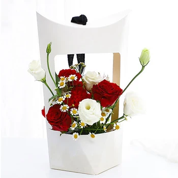 Portabil Cutie De Flori De Hârtie Kraft Geanta Cadou Sac De Ambalare Florar La Îndemână Pungi De Flori De Nunta Petrecere Buchet Cutii De Carton