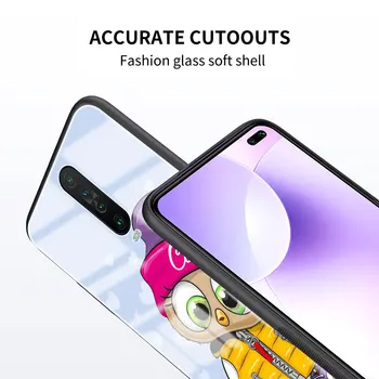 Caz de sticlă pentru Xiaomi Redmi Nota 9 9 8T 7 8 9C Mi 10T Pro 9T 10 Lite Poco X3 NFC Temperat Coque Coajă de Desene animate Drăguț Bufnita