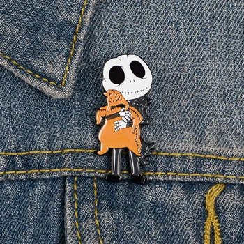 Scheletul Email Pin Personalizat Film Broșe pentru Tricou Rever Sac de Halloween Insigna Punk Bijuterii Cadou pentru Prieteni