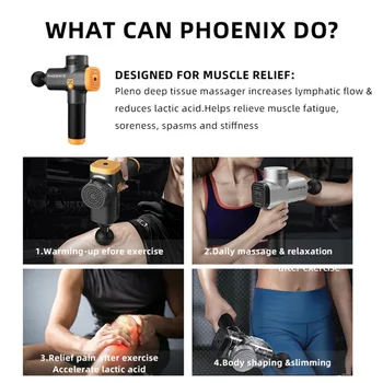 Phoenix A2 Masaj Arma Relaxare Musculară Deep Tissue Masaj Terapie Dinamică Vibrator Modelarea Ameliorarea Durerii De Spate Masaj Pentru Picioare