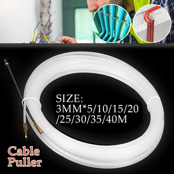Alb Ghid Dispozitiv de Nailon Cablu Electric Împinge Extractoare Conductă de Șarpe Rodder Pește Bandă 3mm 5 La 40 de Metri de Sârmă Electrice Threader