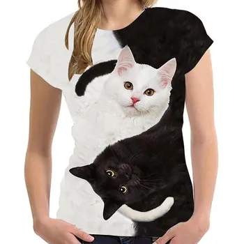 Noua Femeie Tricouri Femei Graphic T Shirt Pisica 3D Print T-Shirt de Vara cu Maneci Scurte O-gât T Camasi Topuri Femeile 2021 t-shirty