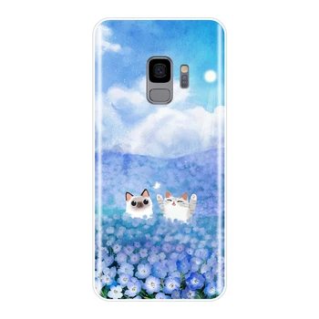 Moale Capacul Din Spate Pentru Samsung Galaxy Nota 9 8 5 4 Kawaii Cat De Flori Drăguț Caz Telefon Din Silicon Pentru Samsung S8 S9 Plus S5 S6 S7 Edge