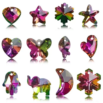 20buc/Lot Austriac de Cristal Dragoste Inima Pandantiv de Sticlă Verde Fluture Margele Pietre Pentru Femei Luare de Bijuterii Cercei Colier DIY