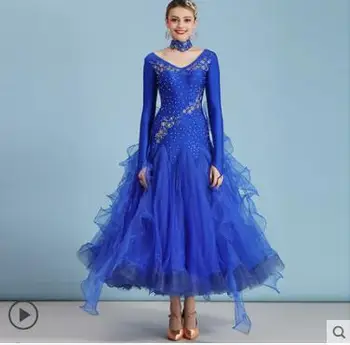 Roșu albastru concurs de dans rochii de vals dans rochie franjuri luminoase costume standard, rochie de bal foxtrot 9 culoare