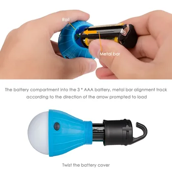 Mini Portabil de Iluminat Felinar Cort de Lumină LED-uri Bec Lampă de Urgență Impermeabil Cârlig Agățat Lanterna Camping Lumina Folosi 3*AAA
