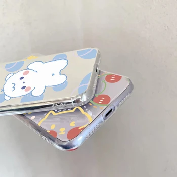 Iepure drăguț cu Ursul pentru iPhone 12 11 Pro Mini 8 7 6 6S Plus 10 X XR XS MAX SE 2020 Desene animate Amuzant Caz de Telefon Moale Capac transparent
