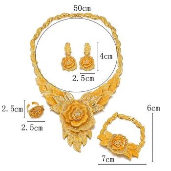 MUKUN Africa de Aur Seturi de Bijuterii Colier Mare de Flori Bratara Cercei Inel de Partid Femei Elegante Bijuterii de Lux Cadou