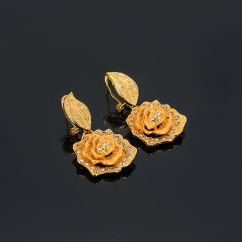 MUKUN Africa de Aur Seturi de Bijuterii Colier Mare de Flori Bratara Cercei Inel de Partid Femei Elegante Bijuterii de Lux Cadou