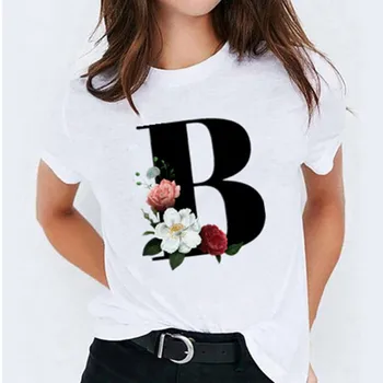 Femei T-shirt 26 Litere Tipărite Vogue Harajuku Topuri Casual Tricou de Vara cu Maneci Scurte de sex Feminin Supradimensionat tricou pentru Femei de Îmbrăcăminte