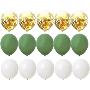 15buc 10inch Verde Alb Balonul de Aur Kit Folie de Bile Pentru Ziua de nastere Aniversare de Nunta Jungle Party DIY Decorare Casa si gradina